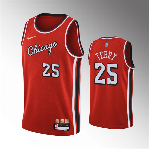 Men's Chicago Bulls #25 Dalen Terry Red 75th Anniversary Stitched Basketball Jersey